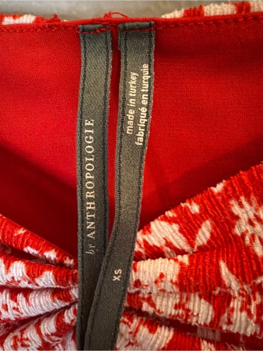 Anthropologie Red Floral Sweetheart Corset Crop Blouse XS Romantic Cottagecore - Picture 6 of 9